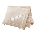 Load image into Gallery viewer, Embroidered Flower Knit Blanket | Caramel