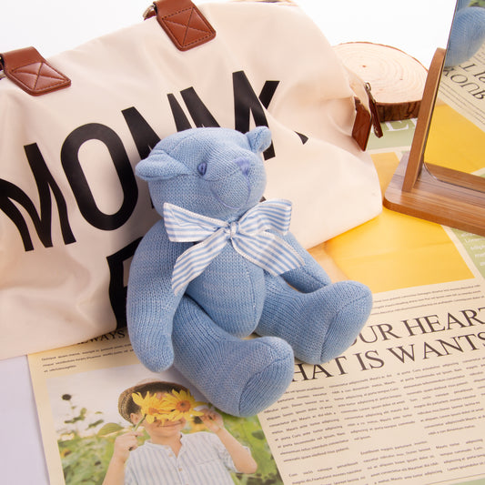Classic Knitted Teddy Bear | Powder Blue