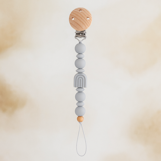 Soothing Silicone Pacifier Clip | Soft Gray
