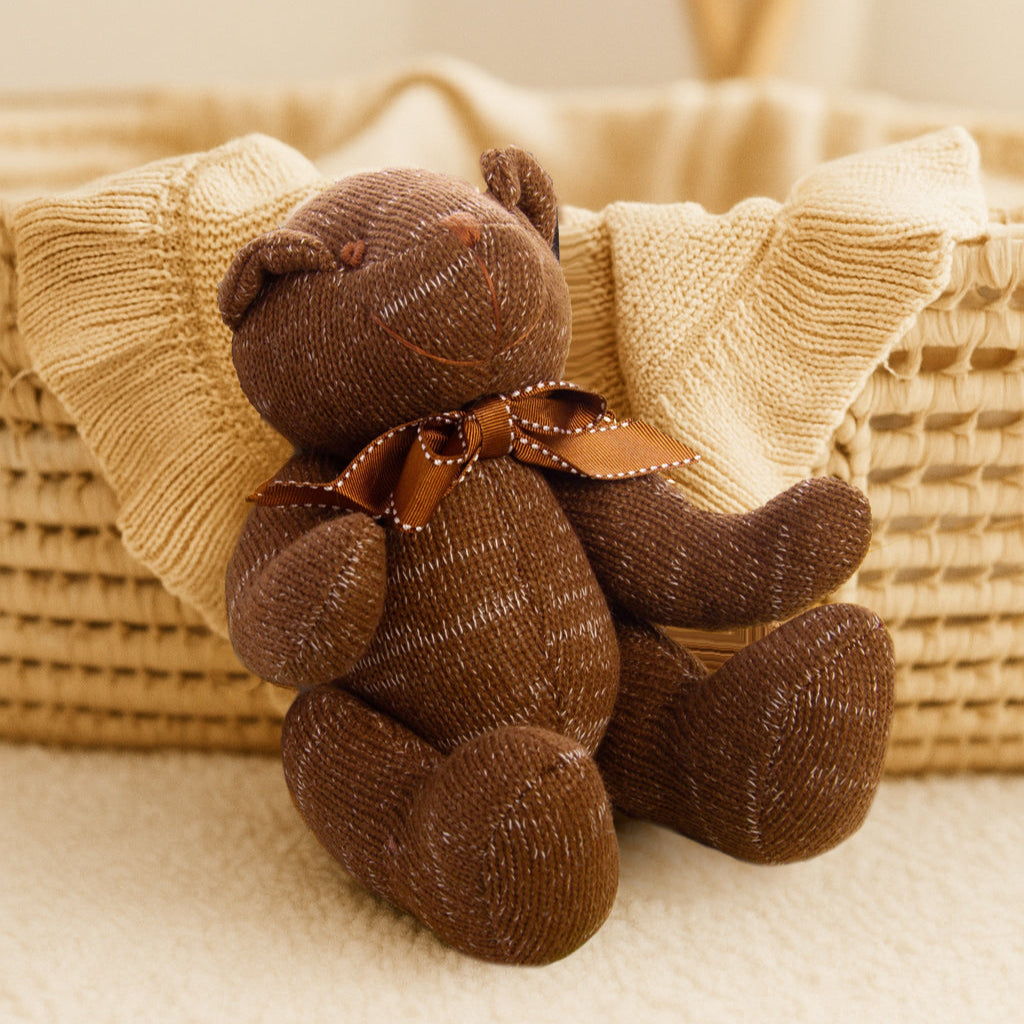 Classic Knitted Teddy Bear | Mocha Brown