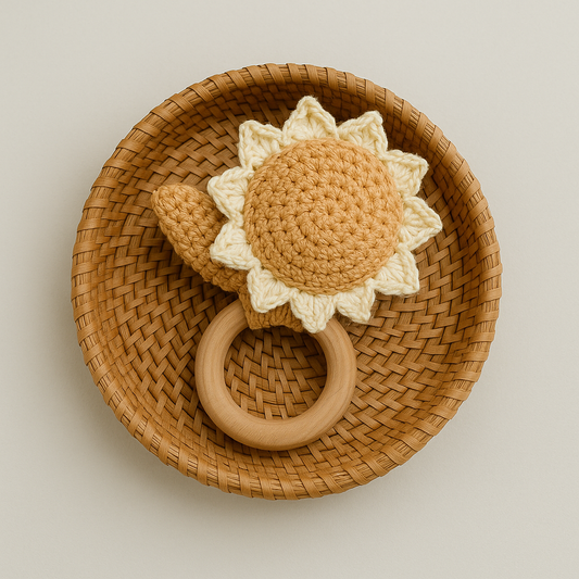 Crochet Sunflower Rattle | Soft Honey