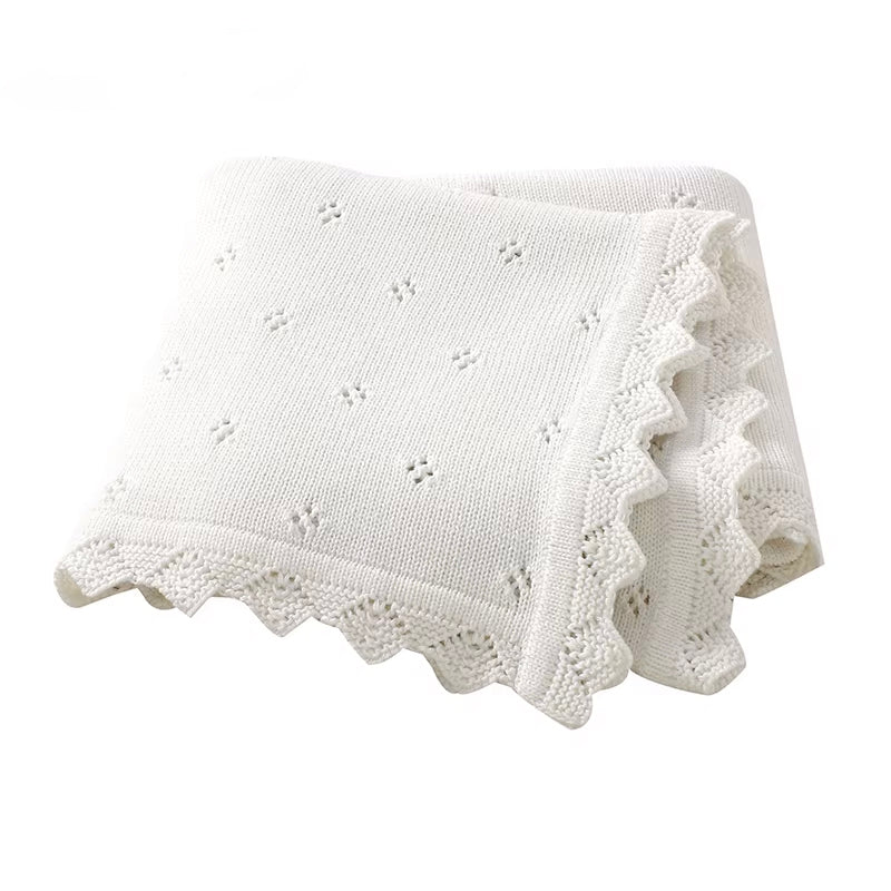 Pointelle Knit Blanket | White