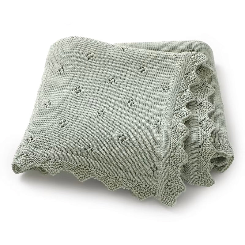 Pointelle Knit Blanket | Olive Mist