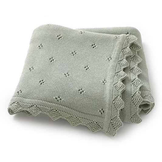 Pointelle Knit Blanket | Olive Mist
