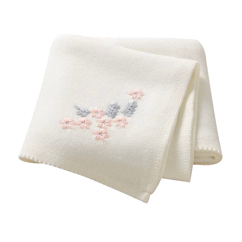 Tiny Petals Knit Blanket | Milk