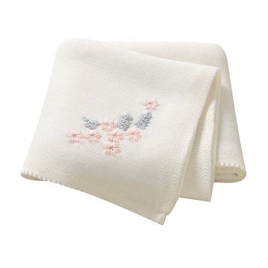 Tiny Petals Knit Blanket | Milk
