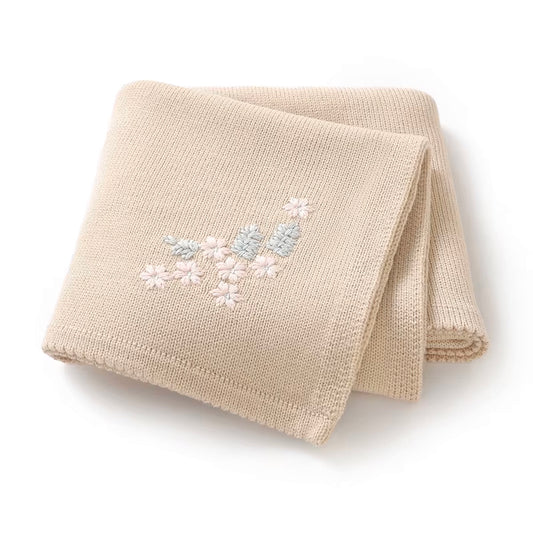 Tiny Petals Knit Blanket | Caramel