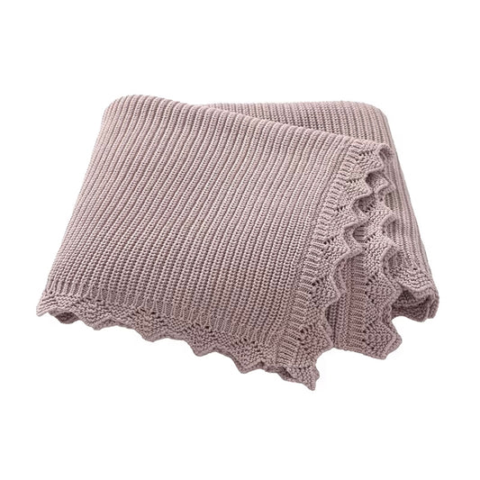 Classic Scallop Knit Blanket | Dusty Lilac
