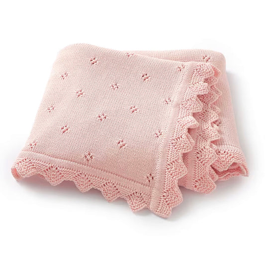 Pointelle Knit Blanket | Pink