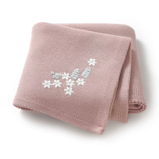 Tiny Petals Knit Blanket | Rose Dust