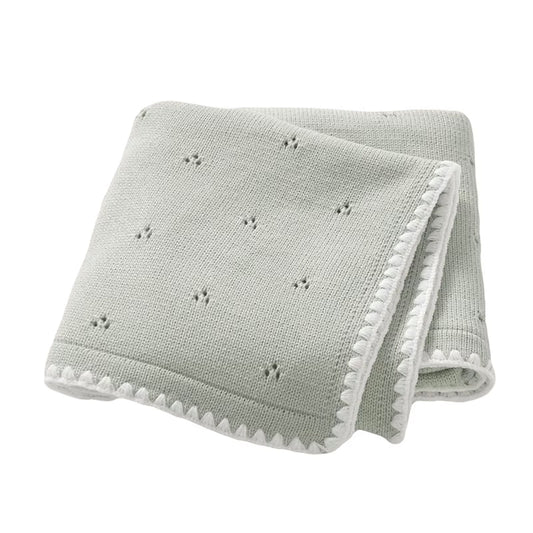 Tiny Bloom Knit Blanket | Sage