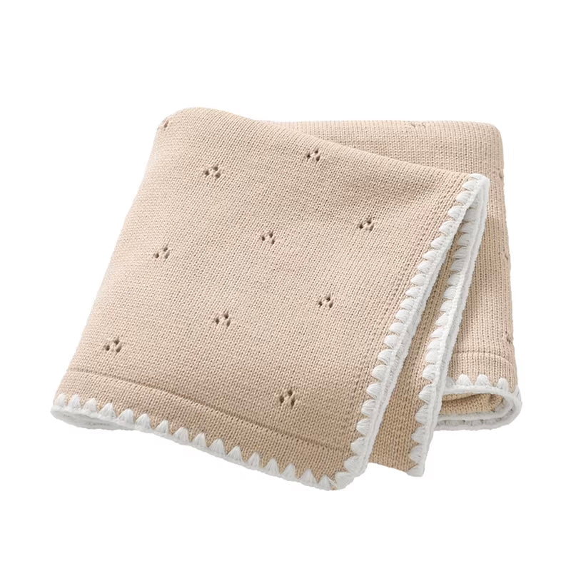 Tiny Bloom Knit Blanket | Camel