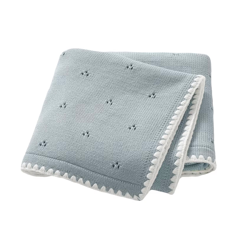 Tiny Bloom Knit Blanket | Aqua