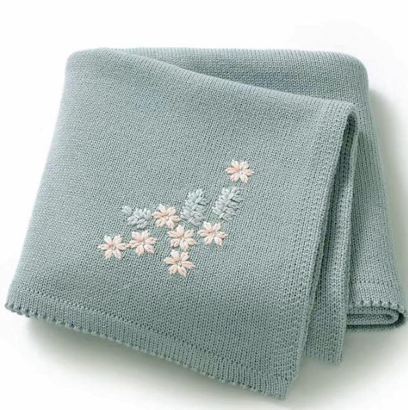 Tiny Petals Knit Blanket | Aqua