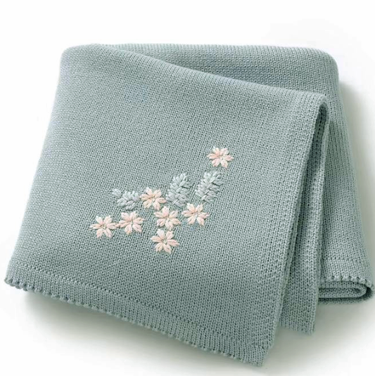 Tiny Petals Knit Blanket | Aqua
