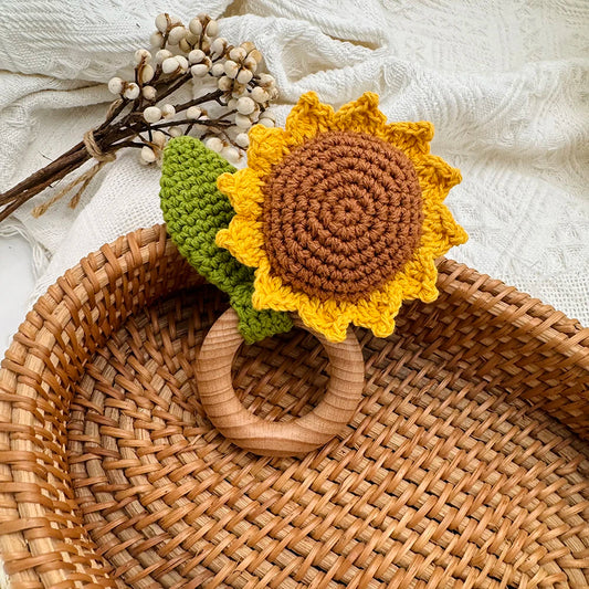 Crochet Sunflower Rattle | Golden Yellow