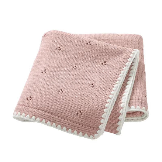Tiny Bloom Knit Blanket | Blush