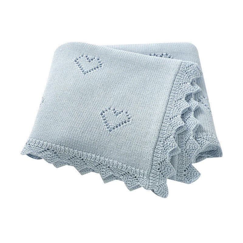 Heart Knit Baby Blanket | Sky