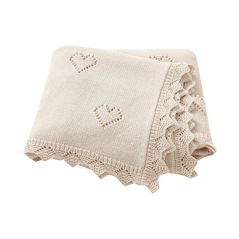Heart Knit Baby Blanket | Sand