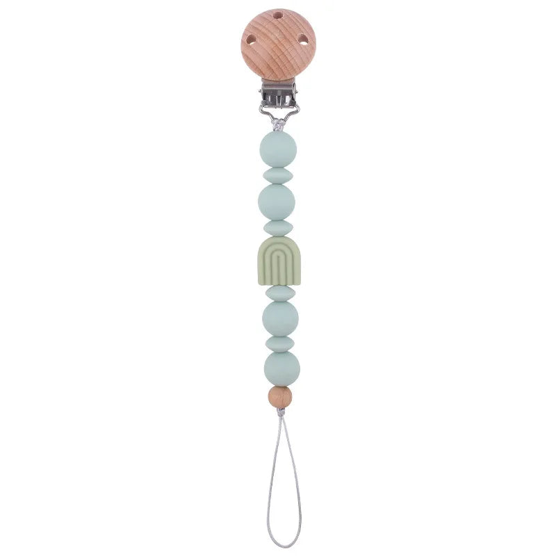 Soothing Silicone Pacifier Clip | Sage Rainbow