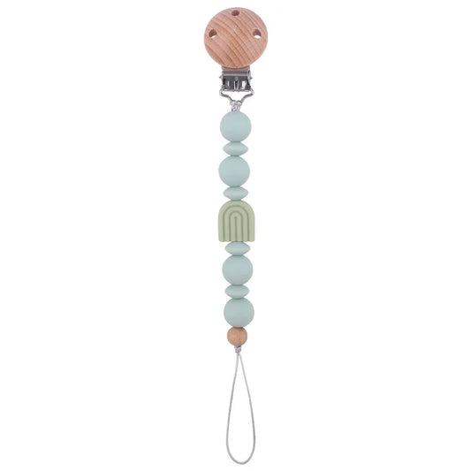 Soothing Silicone Pacifier Clip | Sage Rainbow